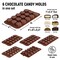 6 Pieces Chocolate Molds Silicone Set - Free Recipes Ebook - Food Grade Candy Molds Silicone - Easy to Use Non-Stick Silicone Molds for Candy
